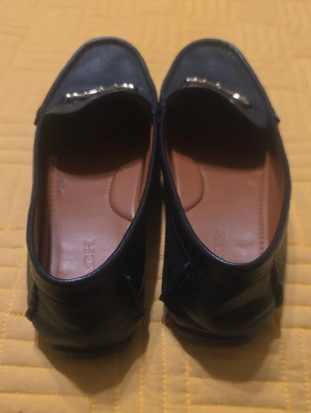 Coach Black Leather Loafers with Gold Horsebit